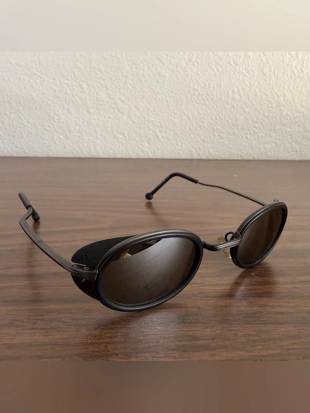 Vintage 90’s Calvin Klein Sunglasses Black 3003 Steampunk Shielded Mirror Lens